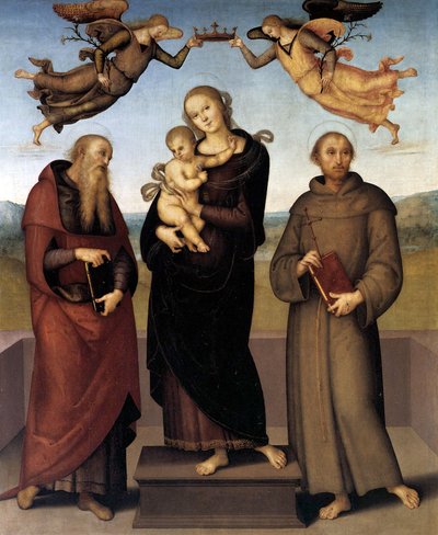 De Maagd van Loretto met Sint Hiëronymus en Sint Franciscus, 1507-15 door Pietro Perugino